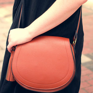 Brown cross body saddle bag
